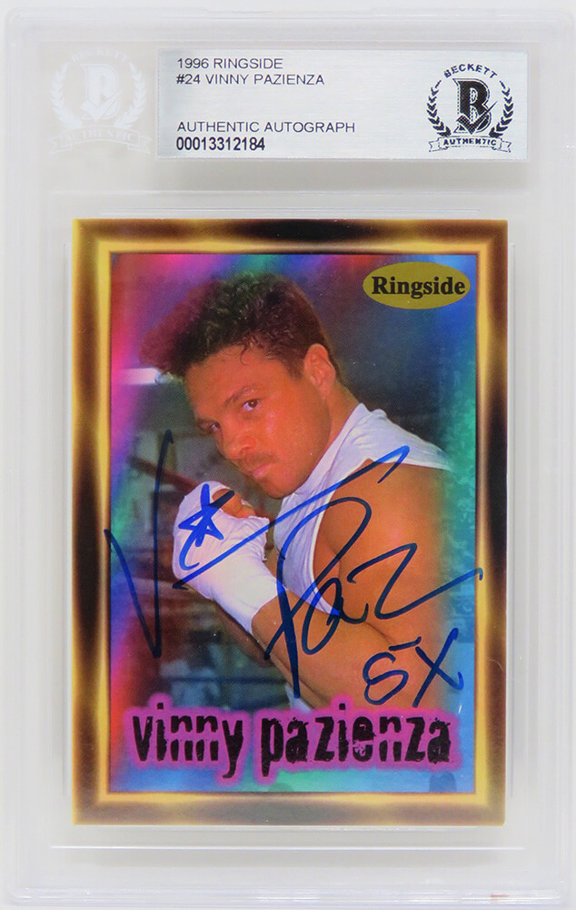 Picture of Schwartz Sports Memorabilia PAZCAR501 Vinny Paz Pazienza Signed 1996 Ringside No.24 Boxing Trading Card with 5x - Beckett Encapsulated