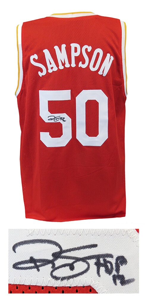SAMJRY200 Ralph Sampson Signed Red Custom Basketball Jersey with HOF12