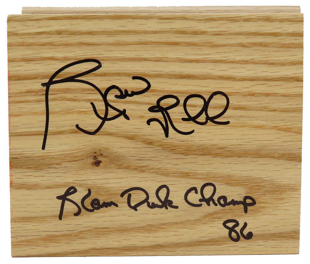 WEBFLO201 Spud Webb Signed 5 x 6 in. Floor Piece with Slam Dunk Champ 86