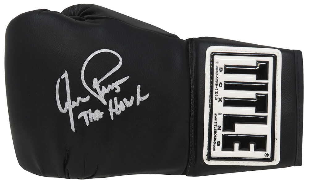 Picture of Schwartz Sports Memorabilia PRYGLV502 Aaron Pryor Signed Title Black Full Size Boxing Glove&#44; The Hawk - JSA Authentication