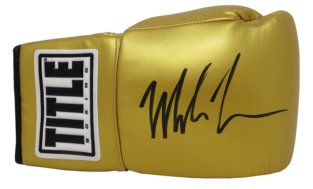 TYSGLV508 Mike Tyson Signed Title Boxing Glove, Gold