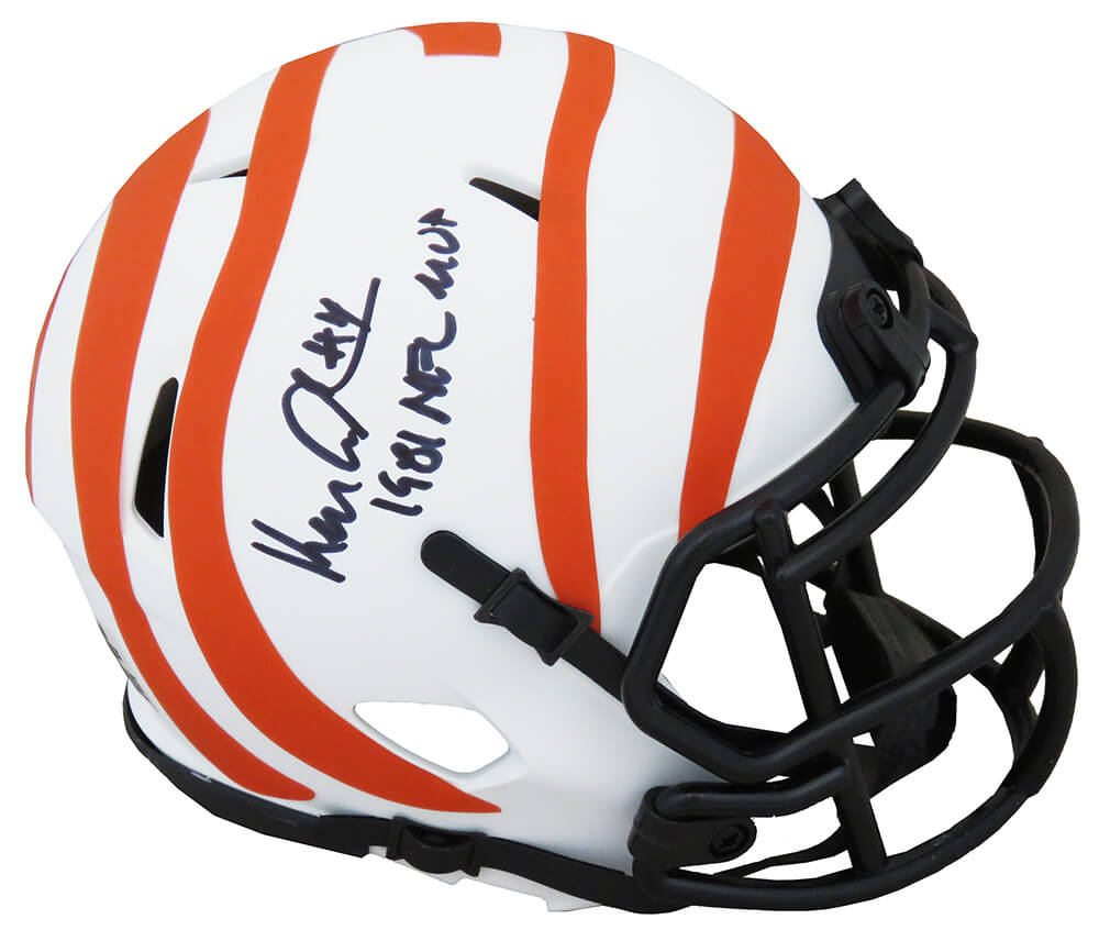 Picture of Schwartz Sports Memorabilia ANDMIN305 Ken Anderson Signed Cincinnati Bengals Lunar Eclipse Matte Riddell Speed Mini Helmet&#44; White - 1981 NFL MVP Inscription