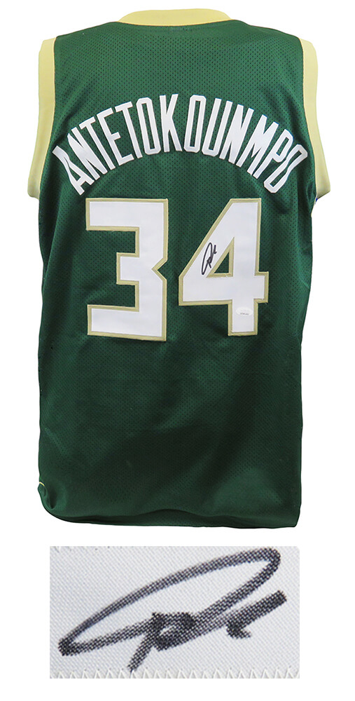 ANTJRY200 Giannis Antetokounmpo Signed Basketball Jersey, Green - JSA Authentication