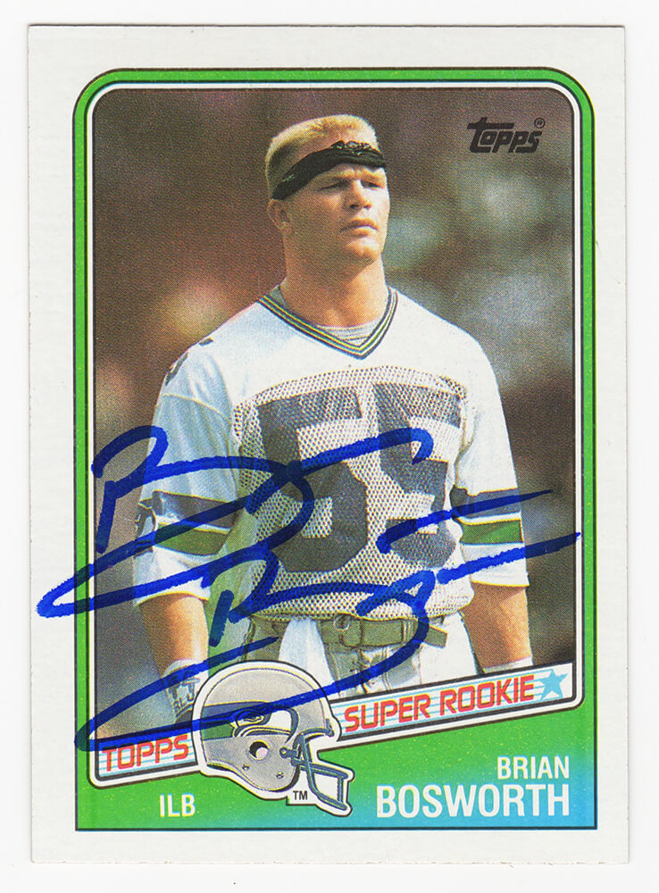 BOSCAR301 NFL Brian Bosworth Signed Seattle Seahawks 1988 Topps Football Rookie Card No. 144