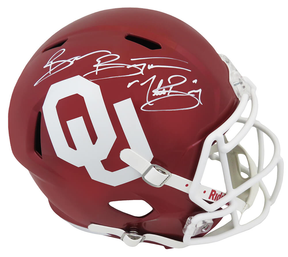 Picture of Schwartz Sports Memorabilia BOSREP312 Brian Bosworth Signed Oklahoma Sooners Riddell Full Size Speed Replica Helmet&#44; The Boz Inscription