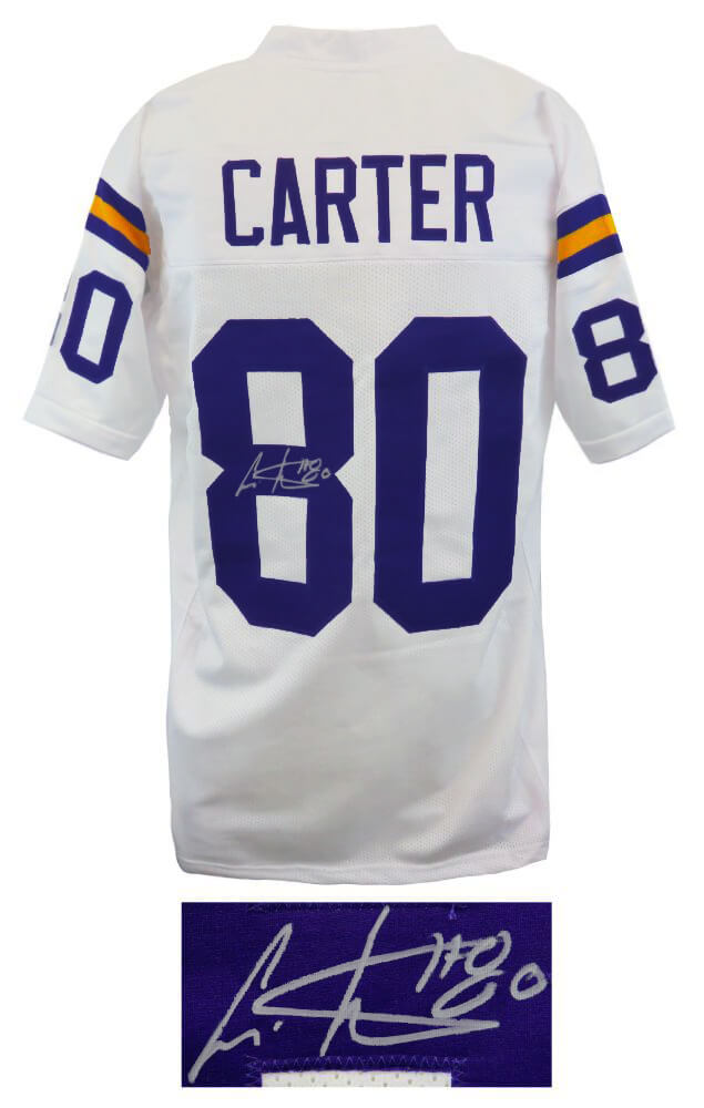 CARJRY307 Cris Carter Signed Throwback Football Jersey, White