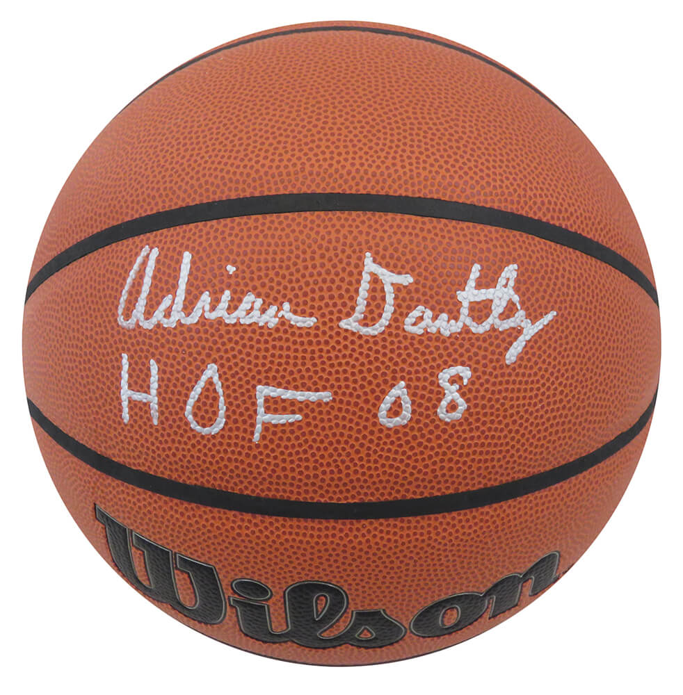 DANBSK226 Adrian Dantley Signed Wilson Indoor-Outdoor Basketball, HOF08 Inscription