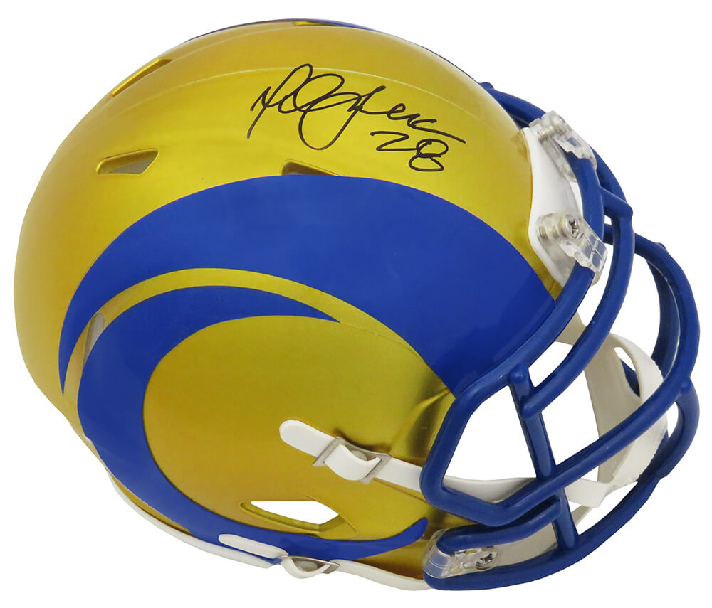 Picture of Schwartz Sports Memorabilia FAUMIN308 Marshall Faulk Signed Los Angeles Rams Flash Riddell Speed Mini Helmet