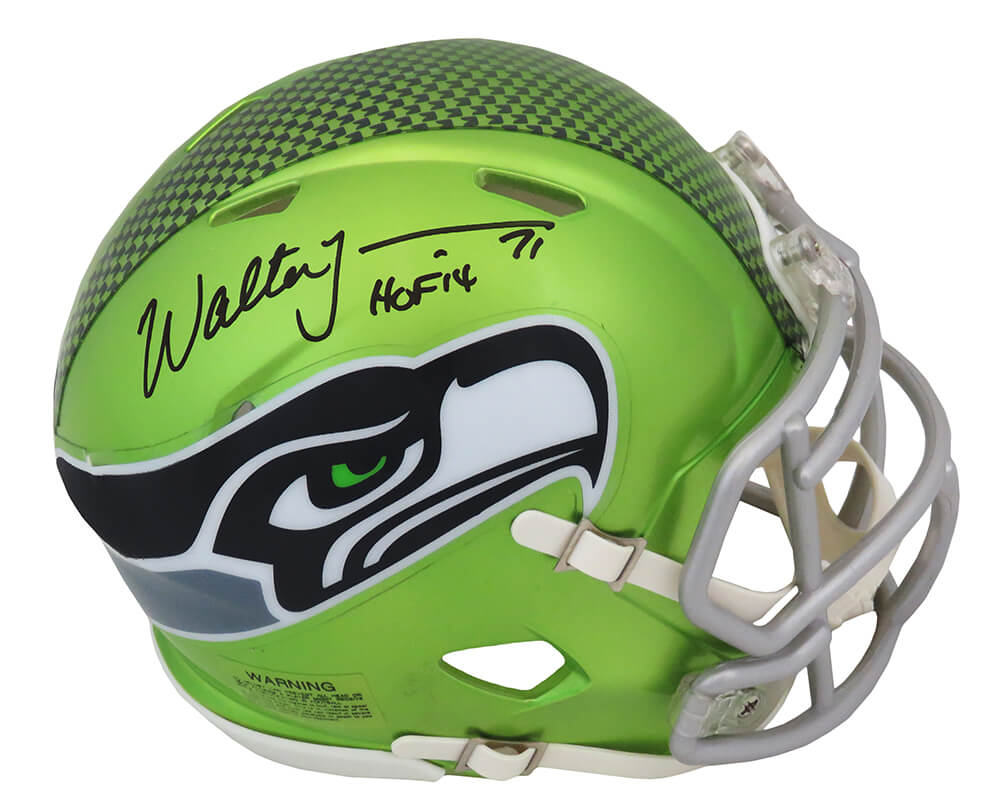 Picture of Schwartz Sports Memorabilia JONMIN314 Walter Jones Signed Seattle Seahawks Flash Riddell Speed Mini Helmet&#44; HOF14 Inscription