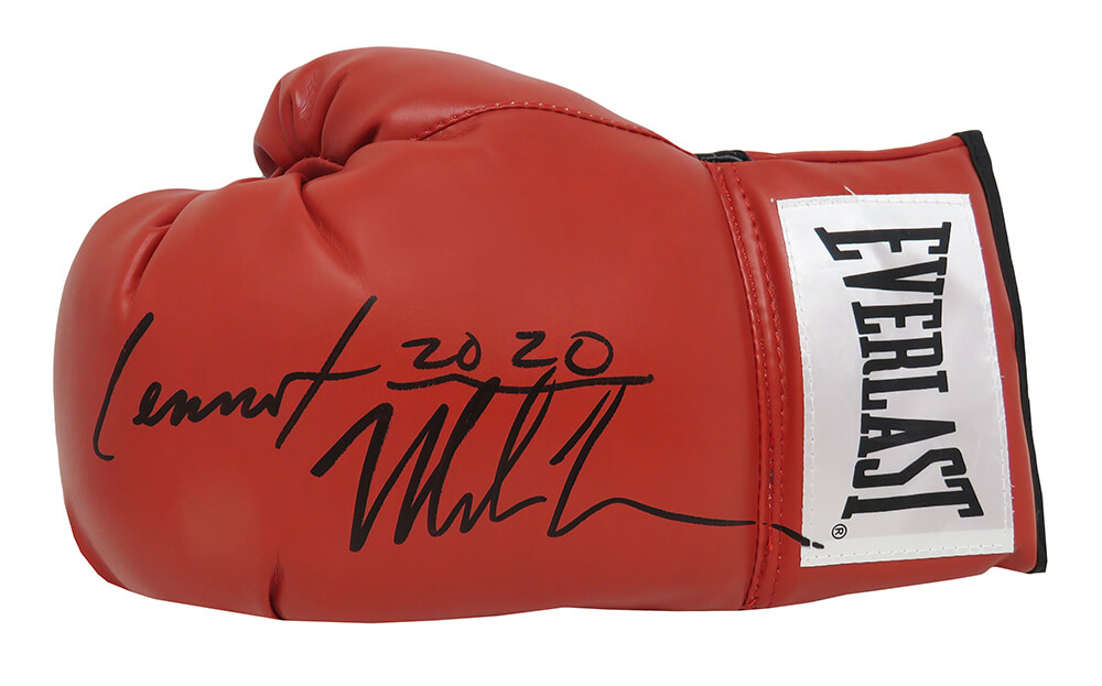 Picture of Schwartz Sports Memorabilia LEWGLV511 Mike Tyson & Lennox Lewis Signed Everlast Boxing Glove&#44; Red