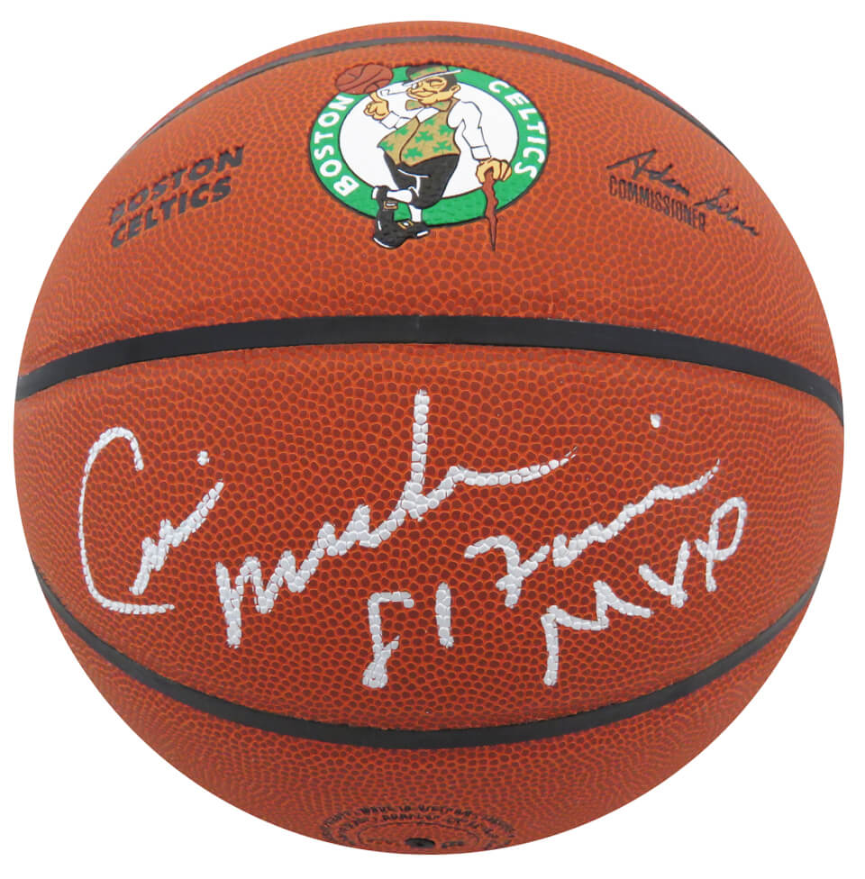 MAXBSK203 Cedric Maxwell Signed Wilson Boston Celtics Logo NBA Basketball, 81 Finals MVP Inscription