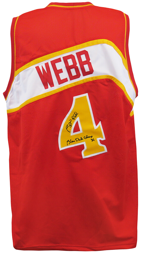 WEBJRY200 NBA Spud Webb Signed Red Throwback Custom Basketball Jersey with Slam Dunk Champ 86