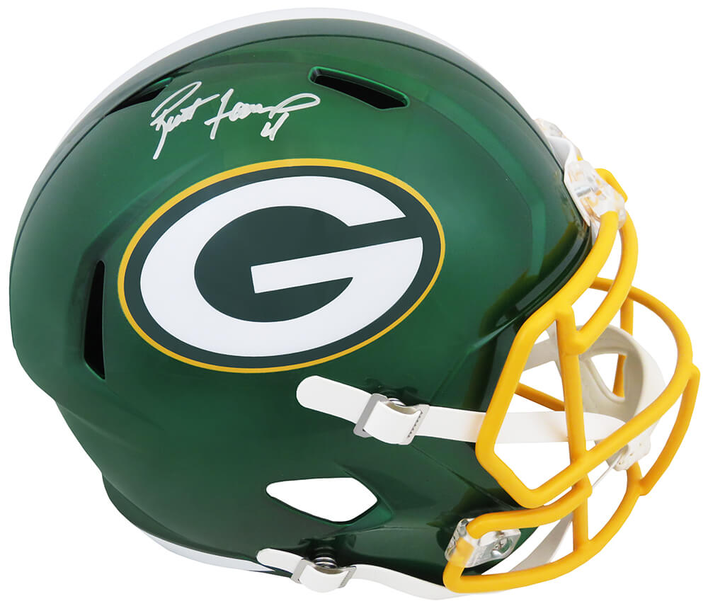 FAVREP313 NFL Brett Favre Signed Green Bay Packers Flash Riddell Full Size Speed Replica Helmet