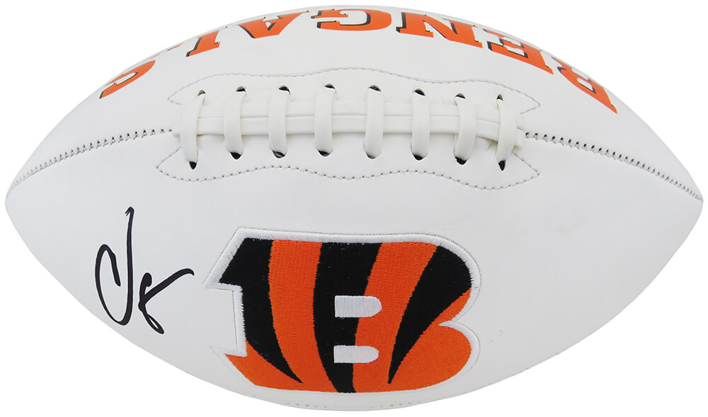 JOHFTB332 NFL Chad Johnson Signed Cincinnati Bengals White Logo Football