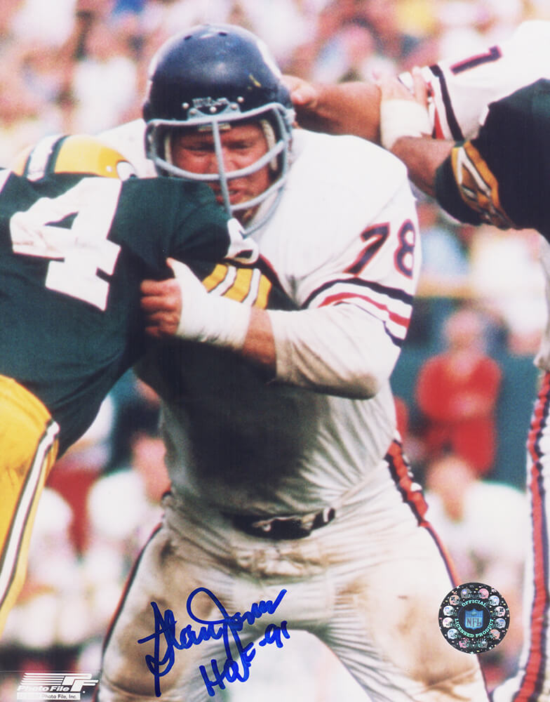 JON08P311 NFL Stan Jones Signed Chicago Bears vs Packers Action 8 x 10 in. Photo with HOF 91 -  Schwartz Sports Memorabilia