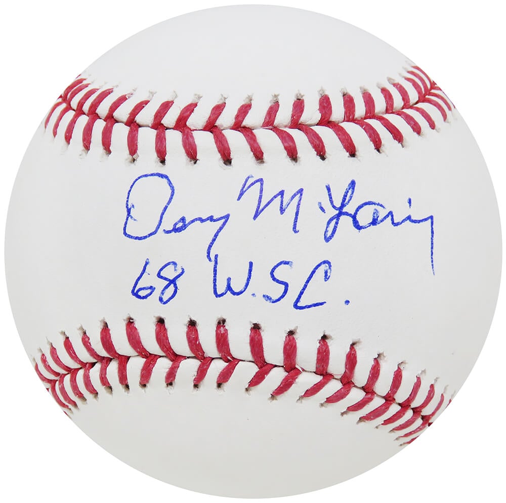 MCLBSB104 Denny McLain Signed Official MLB Baseball with 68 WSC