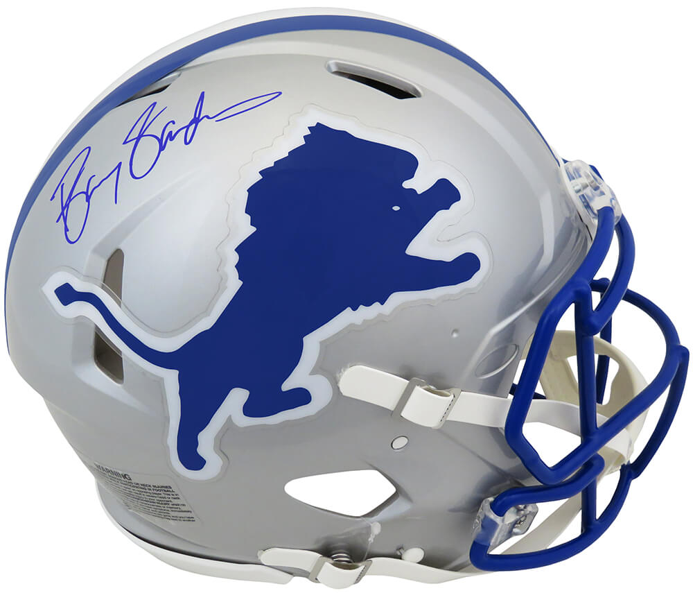 SANPRO322 NFL Barry Sanders Signed Detroit Lions Throwback Riddell Authentic ProLine Speed Helmet
