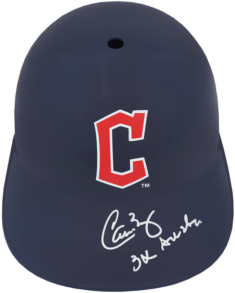 Picture of Schwartz Sports Memorabilia BAEBTH102 Carlos Baerga Signed Cleveland Guardians Souvenir Replica Batting MLB Helmet with 3x All Star Inscription