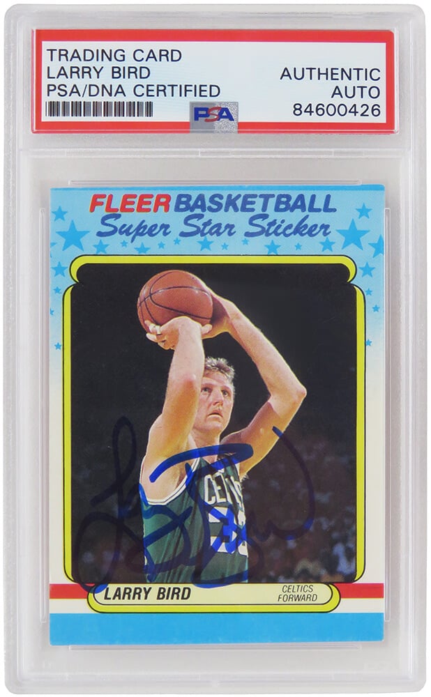 BIRCAR214 Larry Bird Signed Boston Celtics 1988 Fleer Sticker NBA Basketball Card with No.2 PSA-DNA Encapsulated -  Schwartz Sports Memorabilia