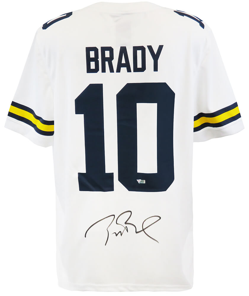 BRAJRY313 Tom Brady Signed Michigan Wolverines White Nike Jordan Brand Football Jersey with Fanatics LOA -  Schwartz Sports Memorabilia