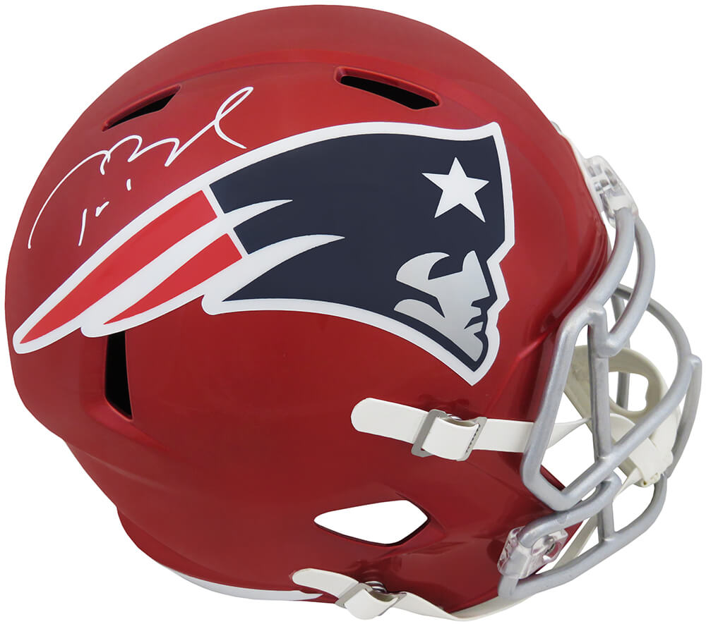 BRAREP351 Tom Brady Signed New England Patriots Flash Riddell Full Size Speed NFL Replica Helmet with Fanatics