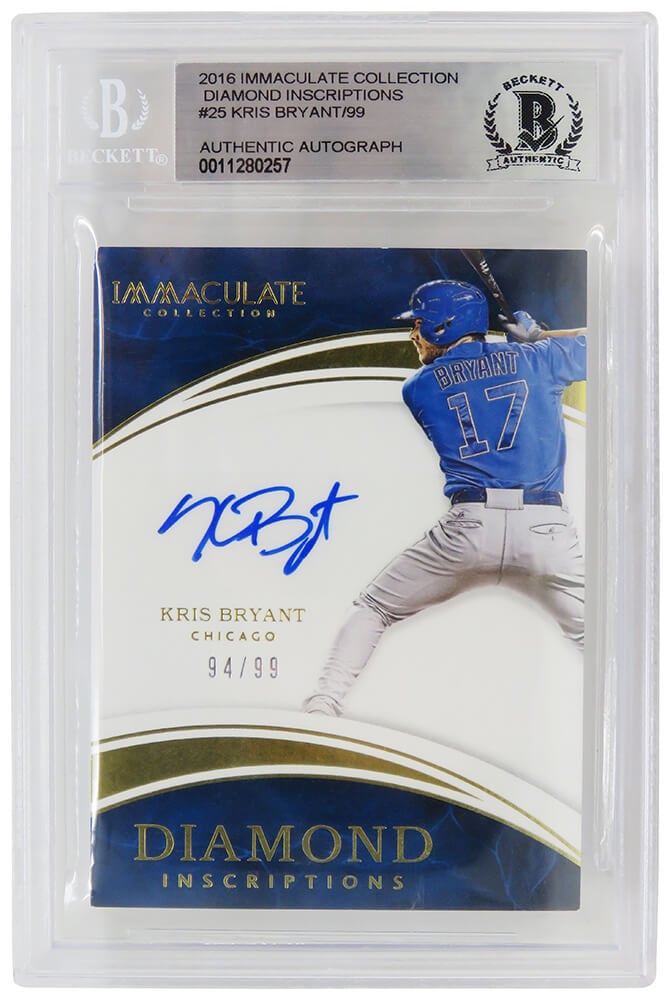 BRYCAR101 Kris Bryant Signed Chicago Cubs 2016 Immaculate Collection Diamond Inscription MLB Baseball Card with No.25 Beckett Encapsulated -  Schwartz Sports Memorabilia