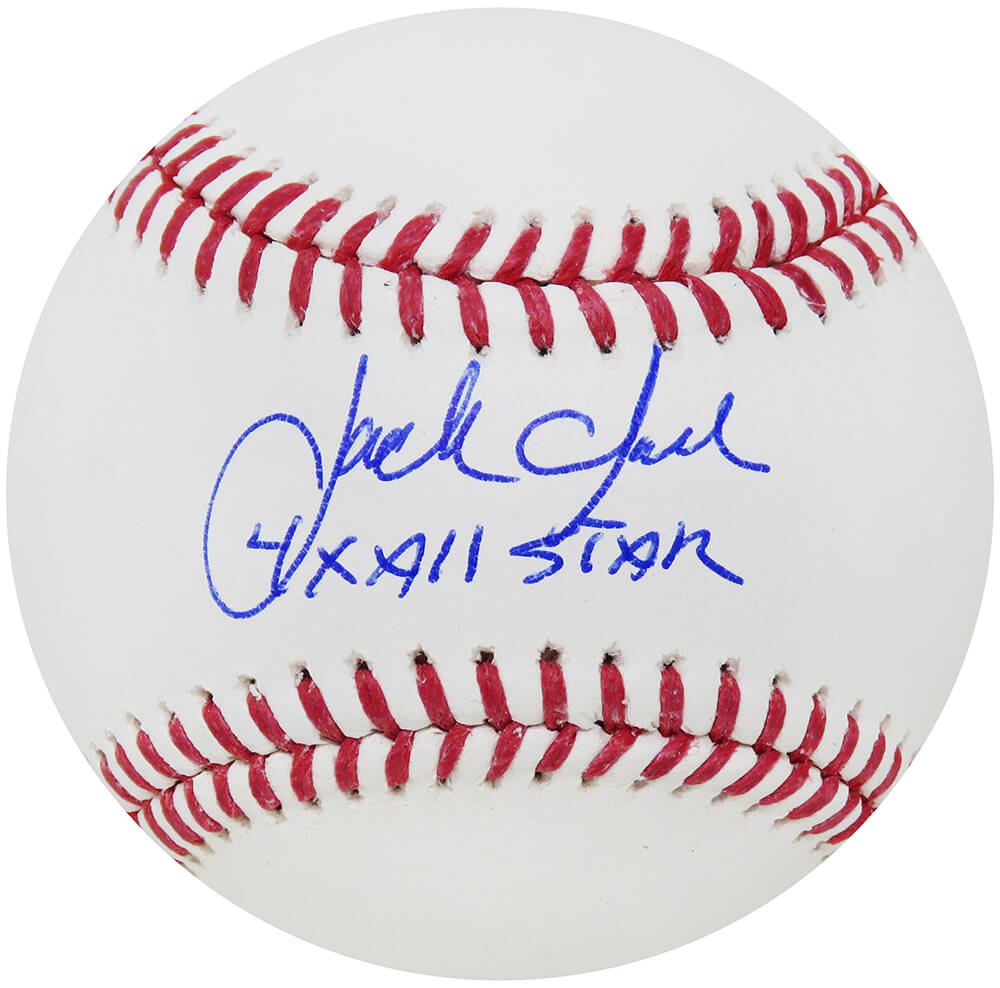 CLABSB102 Jack Clark Signed Rawlings Official MLB Baseball with 4x All Star Inscription