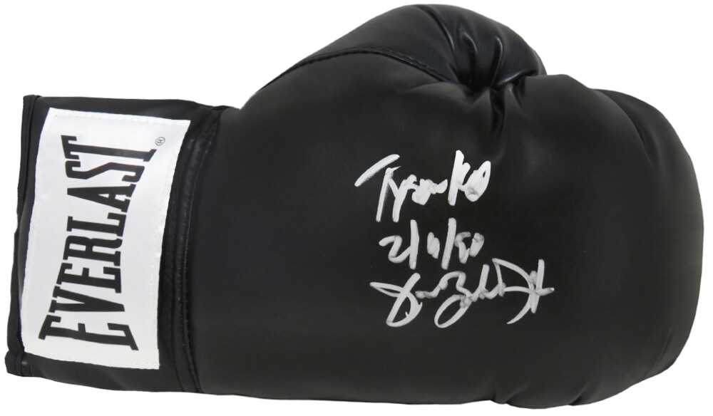 DOUGLV512 James Buster Douglas Signed Everlast Black Boxing Glove with Tyson Ko 2-11-90