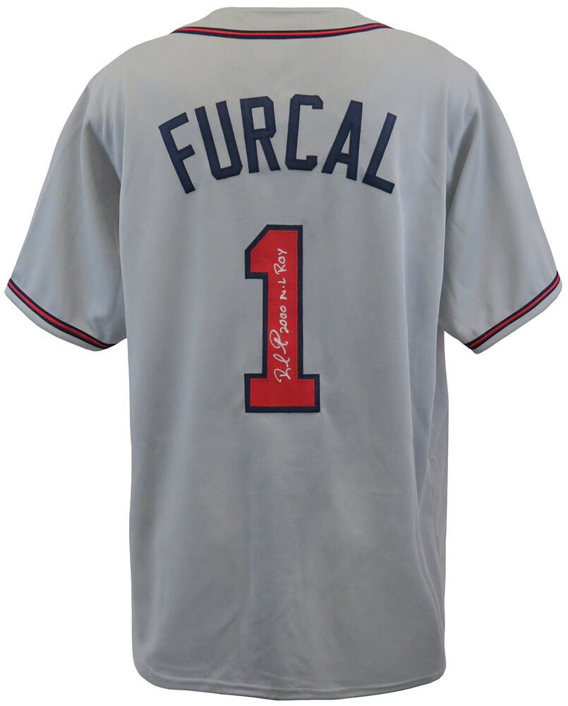 FURJRY100 Rafael Furcal Signed Grey Custom MLB Baseball Jersey with 2000 NL Roy Inscription