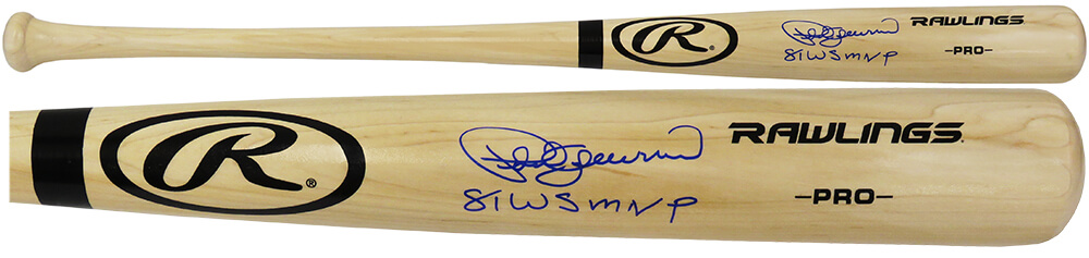 Picture of Schwartz Sports Memorabilia GUEBAT111 Pedro Guerrero Signed Rawlings Pro Blonde MLB Baseball Bat with 81 WS MVP Inscription