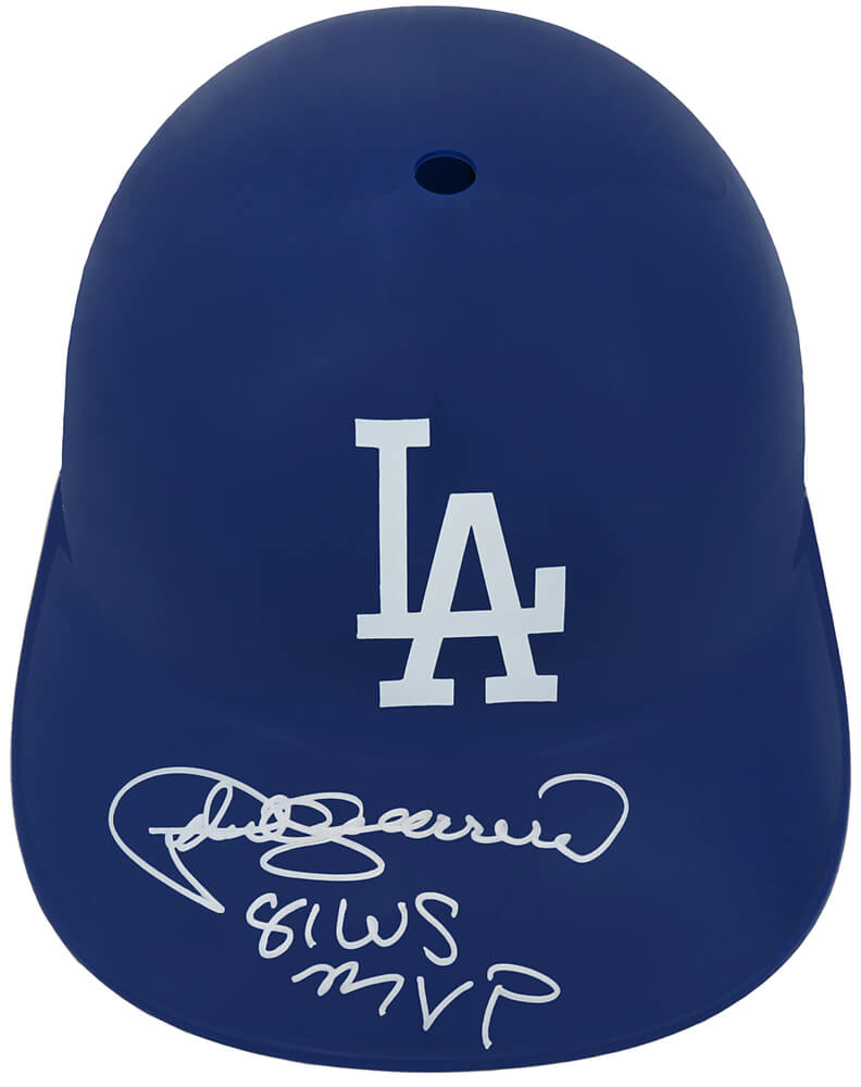 Picture of Schwartz Sports Memorabilia GUEBTH111 Pedro Guerrero Signed Los Angeles Dodgers Replica Souvenir Batting MLB Helmet with 81 WS MVP Inscription