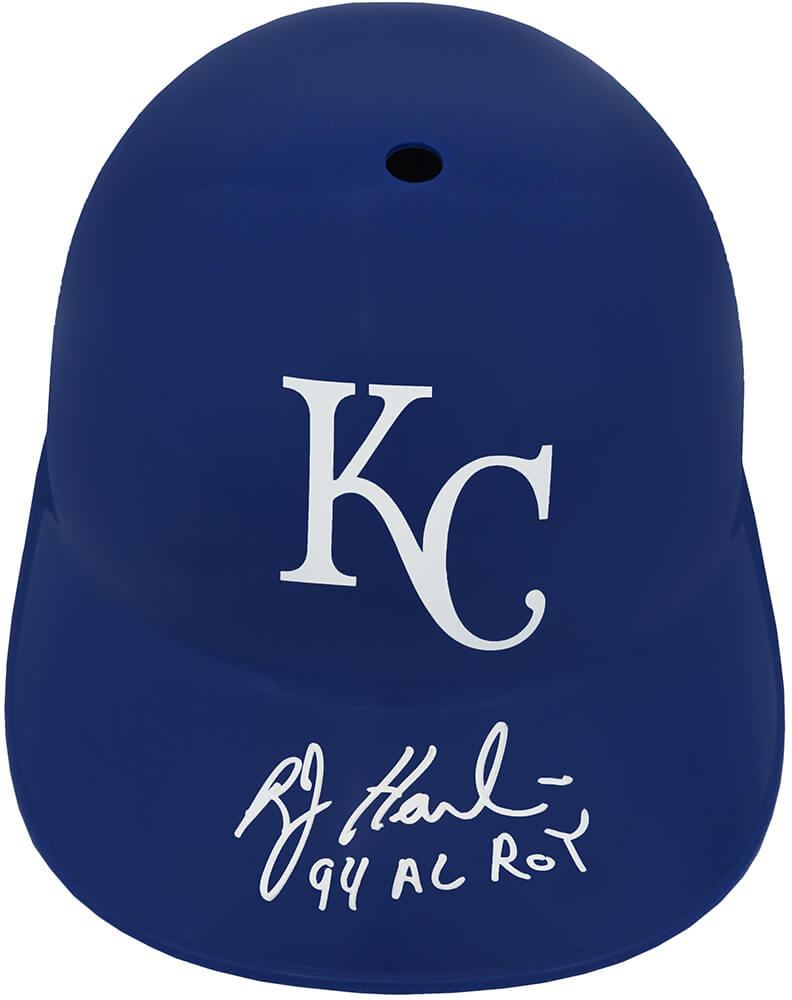 Picture of Schwartz Sports Memorabilia HAMBTH100 Bob Hamelin Signed Kansas City Royals Replica Souvenir Batting MLB Helmet with 94 AL Roy Inscription