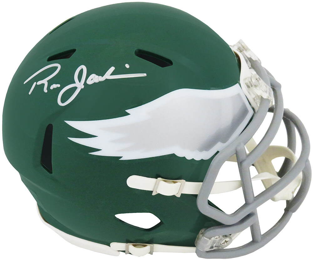 JAWMIN300 Ron Jaworski Signed Philadelphia Eagles Throwback Riddell Speed NFL Mini Helmet