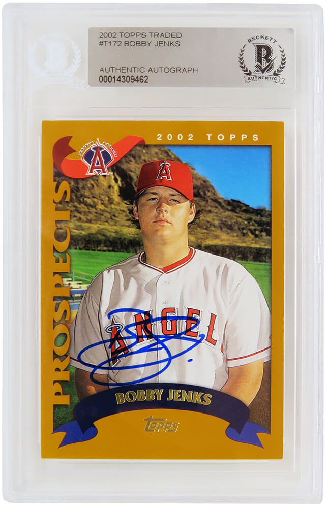 JENCAR124 Bobby Jenks Signed 2002 Topps Traded Rookie MLB Baseball Card with No.T172 Beckett Encapsulated -  Schwartz Sports Memorabilia