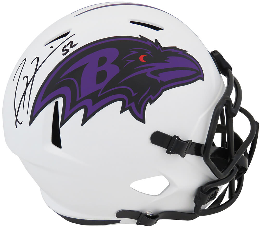 LEWREP316 Ray Lewis Signed Baltimore Ravens Lunar Eclipse White Matte Riddell Full Size Speed NFL Replica Helmet