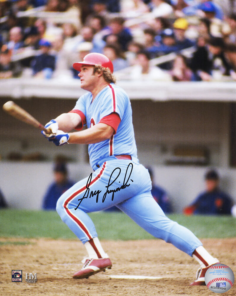LUZ08P100 8 x 10 in. Greg Luzinski Signed Philadelphia Phillies Swinging MLB Action Photo