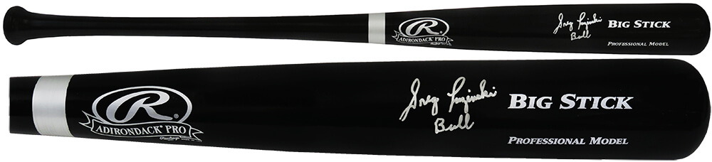 Picture of Schwartz Sports Memorabilia LUZBAT101 Greg Luzinski Signed Rawlings Big Stick Black MLB Baseball Bat with Bull Inscription