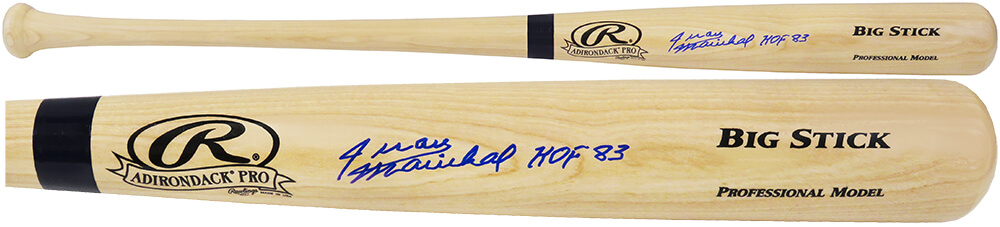 Picture of Schwartz Sports Memorabilia MARBAT100 Juan Marichal Signed Rawlings Big Stick Blonde MLB Baseball Bat with HOF 83 Inscription