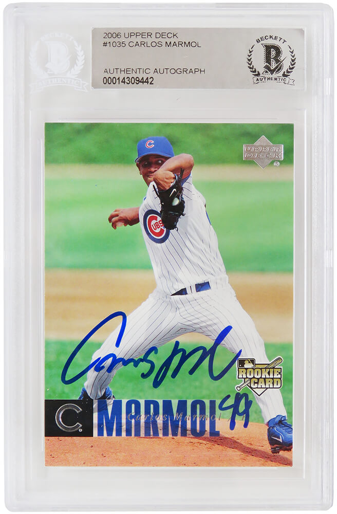 MARCAR113 Carlos Marmol Signed Chicago Cubs 2006 Upper Deck Rookie MLB Baseball Card with No.1035 Beckett Encapsulated -  Schwartz Sports Memorabilia