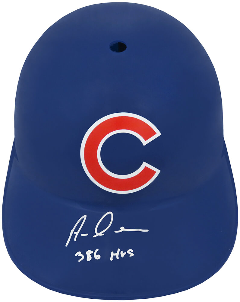Picture of Schwartz Sports Memorabilia RAMBTH111 Aramis Ramirez Signed Chicago Cubs Replica Souvenir Batting MLB Helmet with 386 HRs Inscription