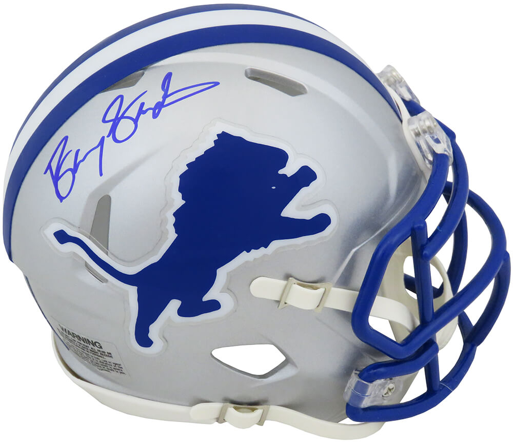 Barry Sanders Signed Detroit Lions Throwback Riddell Speed NFL Mini Helmet