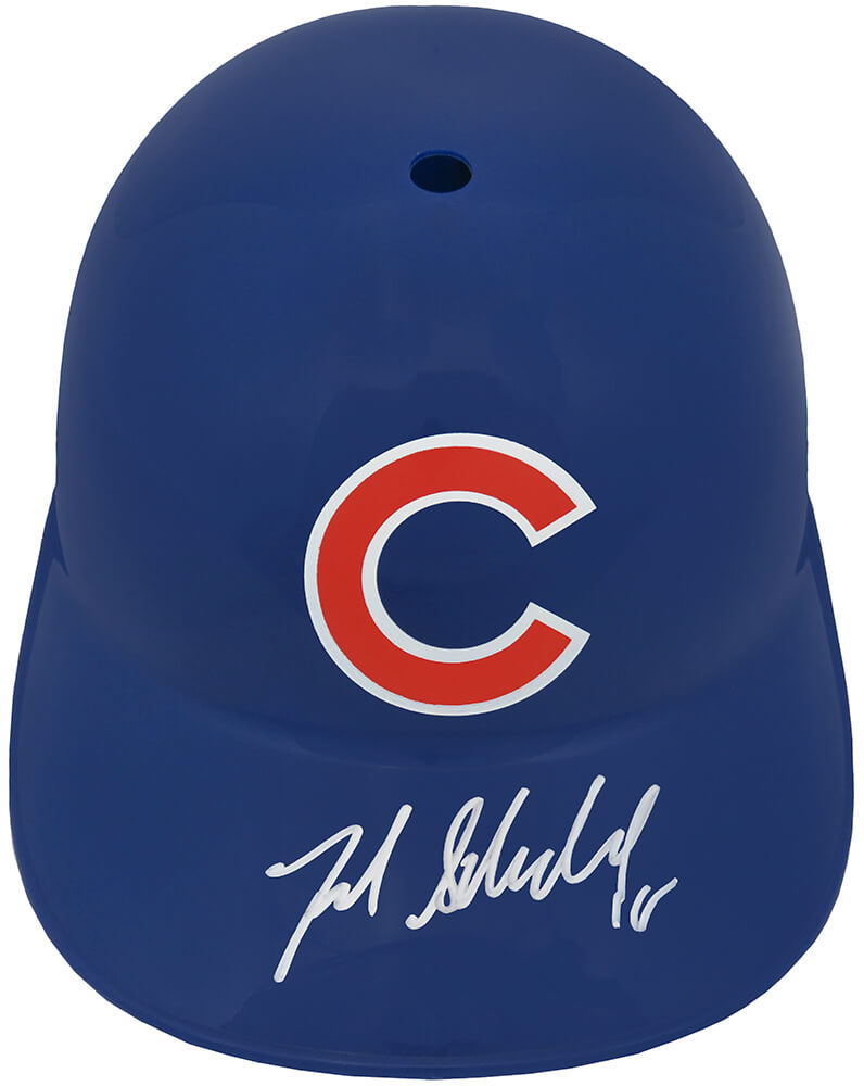 Picture of Schwartz Sports Memorabilia SCHBTH110 Frank Schwindel Signed Chicago Cubs Replica Souvenir Batting MLB Helmet