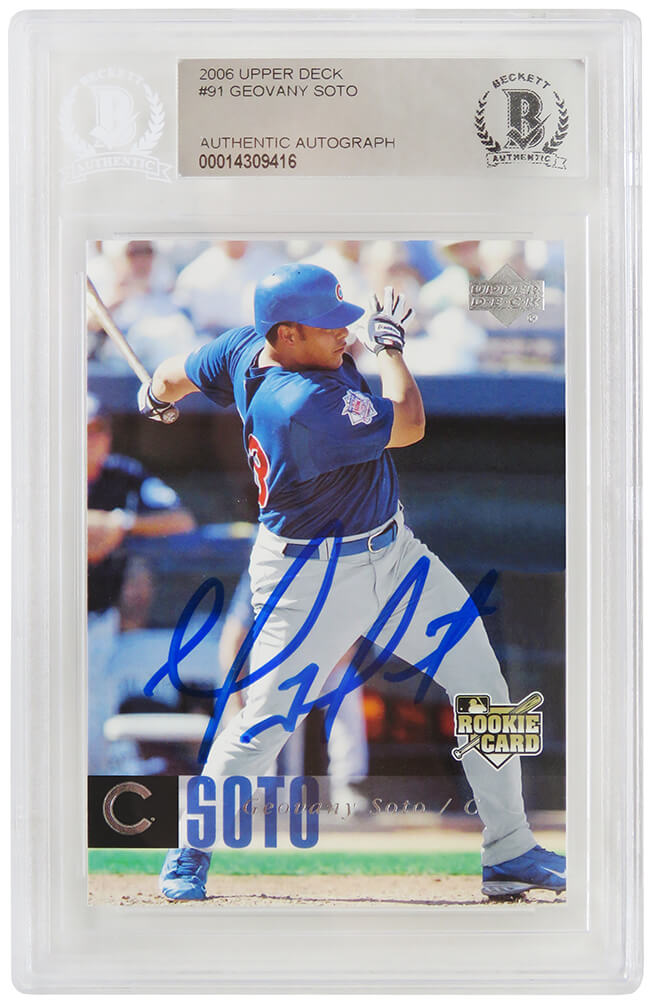 SOTCAR101 Geovany Soto Signed Chicago Cubs 2006 Upper Deck Rookie Baseball Card with No.91 Beckett Encapsulated -  Schwartz Sports Memorabilia