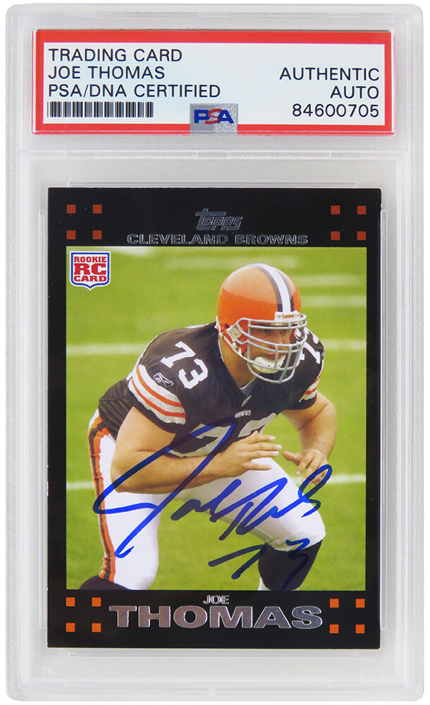 Picture of Schwartz Sports Memorabilia THOCAR318 Joe Thomas Signed Cleveland Browns 2007 Topps Rookie Football NFL Trading Card with No.392 PSA-DNA Encapsulated