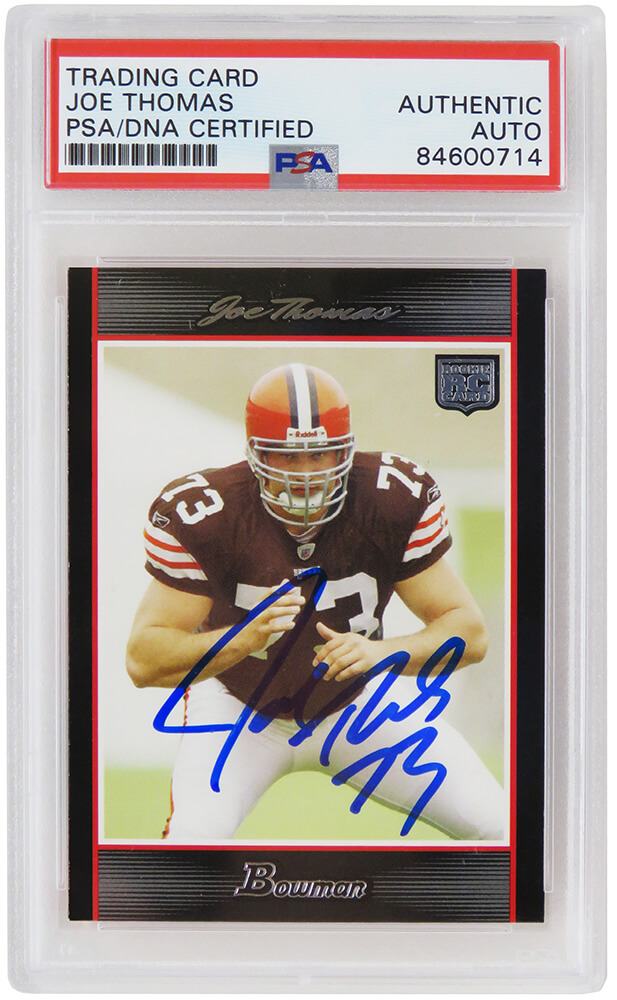 Picture of Schwartz Sports Memorabilia THOCAR321 Joe Thomas Signed Cleveland Browns 2007 Bowman Football NFL Rookie Card with No.217 PSA-DNA Encapsulated
