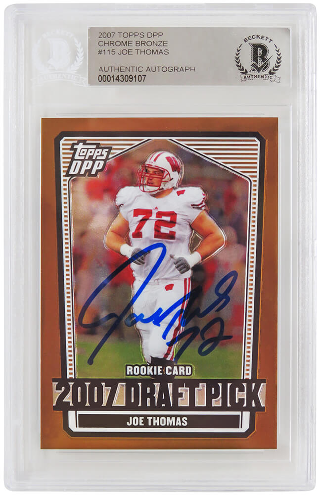 Picture of Schwartz Sports Memorabilia THOCAR324 Joe Thomas Signed 2007 Topps DPP Rookie Football NFL Trading Card with No.115 Beckett Encapsulated