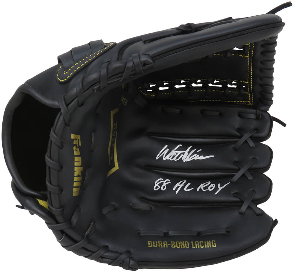 WEIGLV100 Walt Weiss Signed Franklin FlexMaster Black Baseball Fielders MLB Glove with 88 AL Roy Inscription
