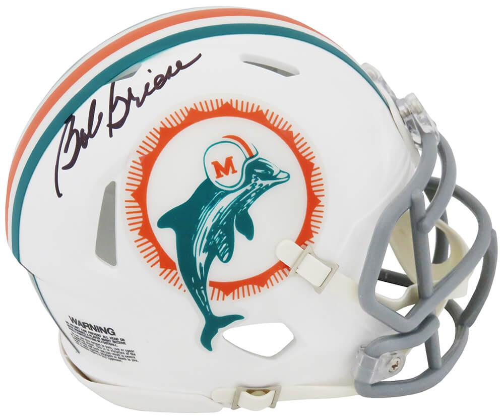 Picture of Schwartz Sports Memorabilia GRIMIN316 Bob Griese Signed Miami Dolphins 1972 Style Throwback Riddell Speed Mini Helmet