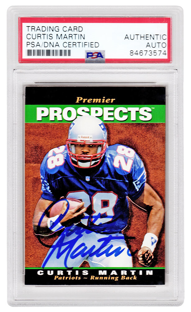 MARCAR313 Curtis Martin Signed New England Patriots 1995 SP Foil Rookie Football Card No.18 - PSA Encapsulated