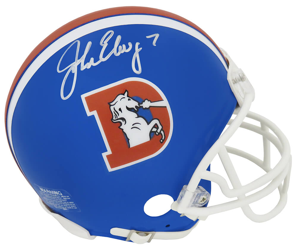 ELWMIN305 John Elway Signed Denver Broncos Throwback D Logo Riddell VSR4 Mini Helmet